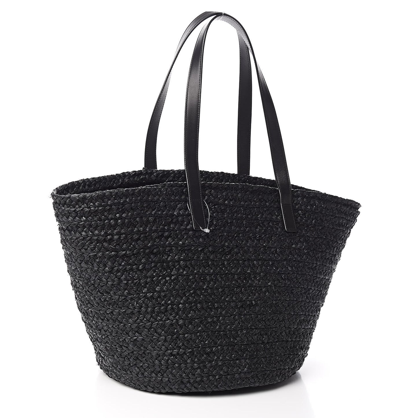 Raffia Medium Panier Bag Black