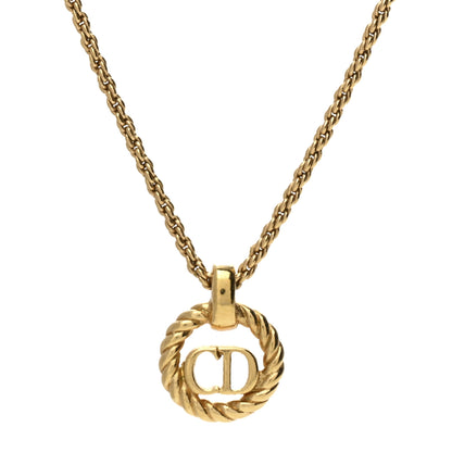 Christian Dior Metal CD Logo Round Pendant Necklace Gold 3 of 5