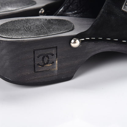 Chanel Suede CC Clogs 38 Black 5 of 10