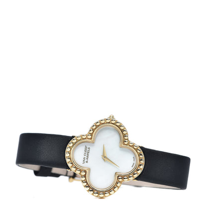 Van Cleef & Arpels VAN CLEEF ARPELS 18K Yellow Gold Satin Mother of Pearl 30mm Alhambra Quartz Watch 3 of 6