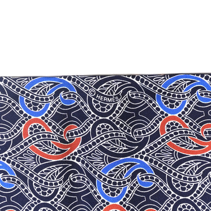 Hermes Silk Cachemire Et Rayure Maxi Twilly Cut Bleu Roy Marine Orange 3 of 4