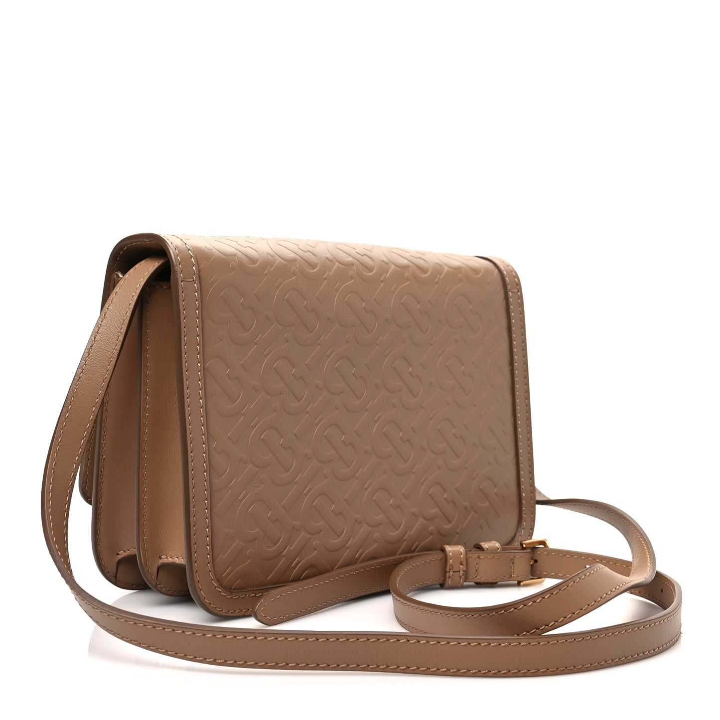 Calfskin Monogram Embossed Small TB Bag Light Camel
