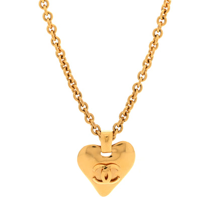 Chanel CC Heart Chain Pendant Necklace Gold 1 of 5