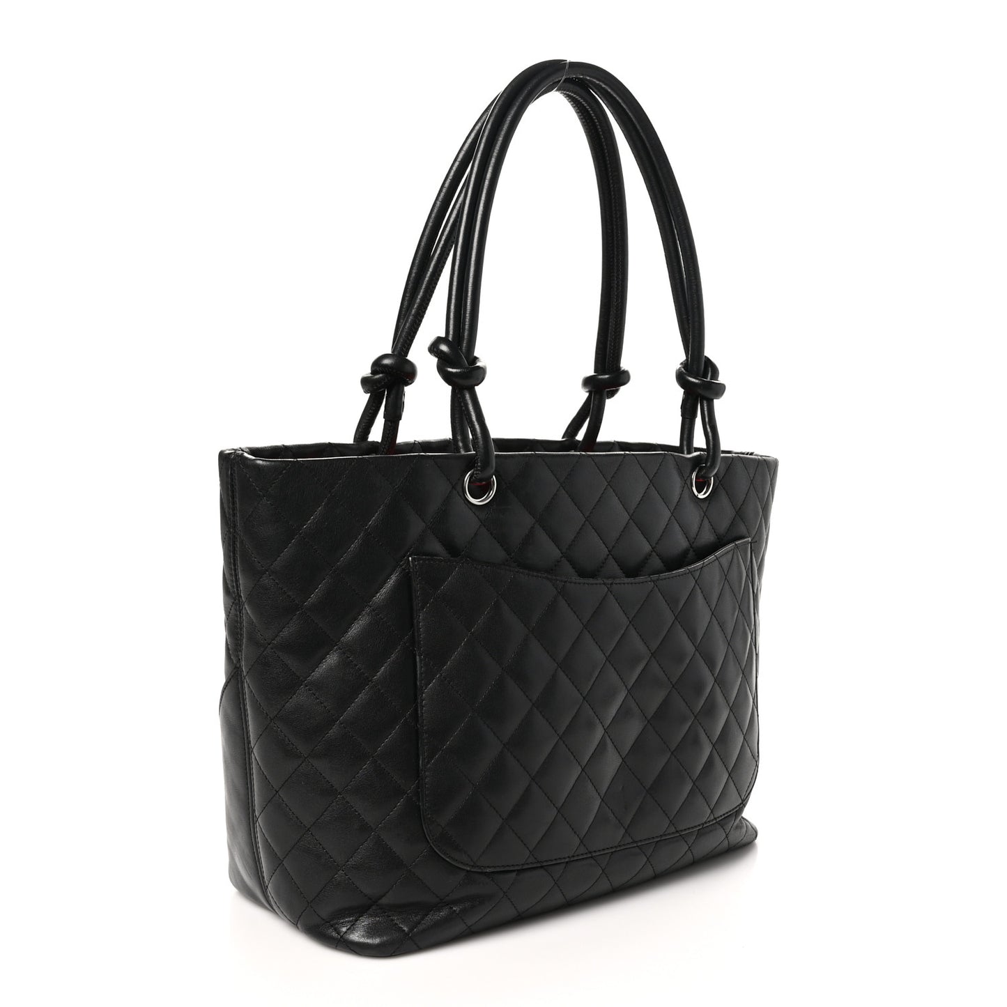 Calfskin Quilted Large Cambon Tote Black