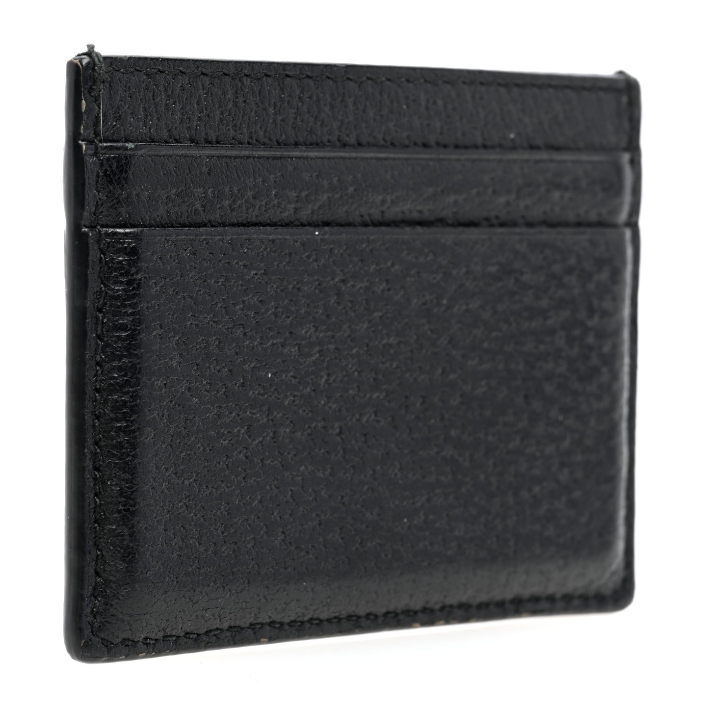 Pebbled Calfskin Animalier Card Holder Black