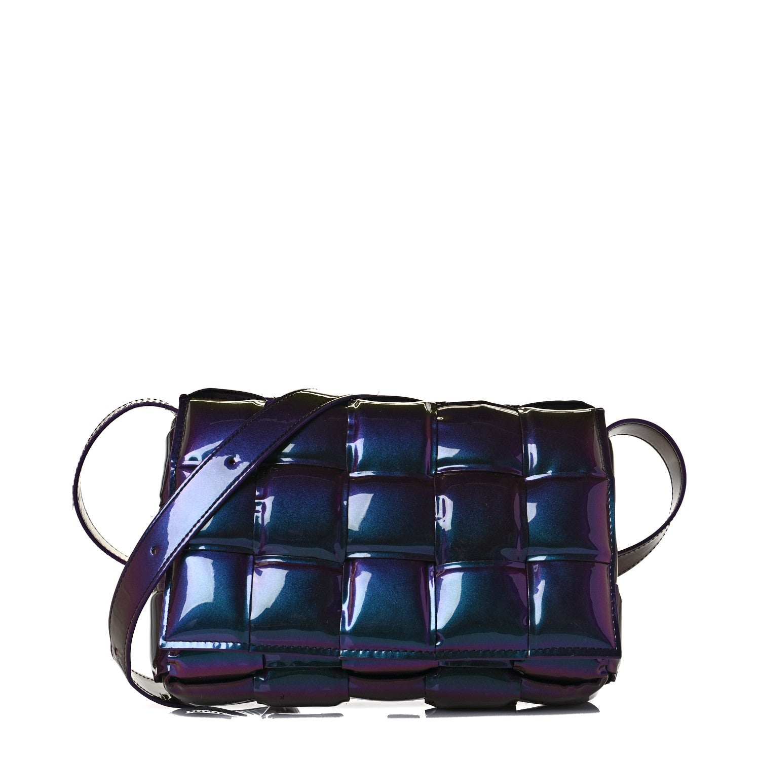 Bottega Veneta Glossy Nail Polish Nappa Maxi Intreccio Padded Cassette Crossbody Bag Holographic 1 of 8
