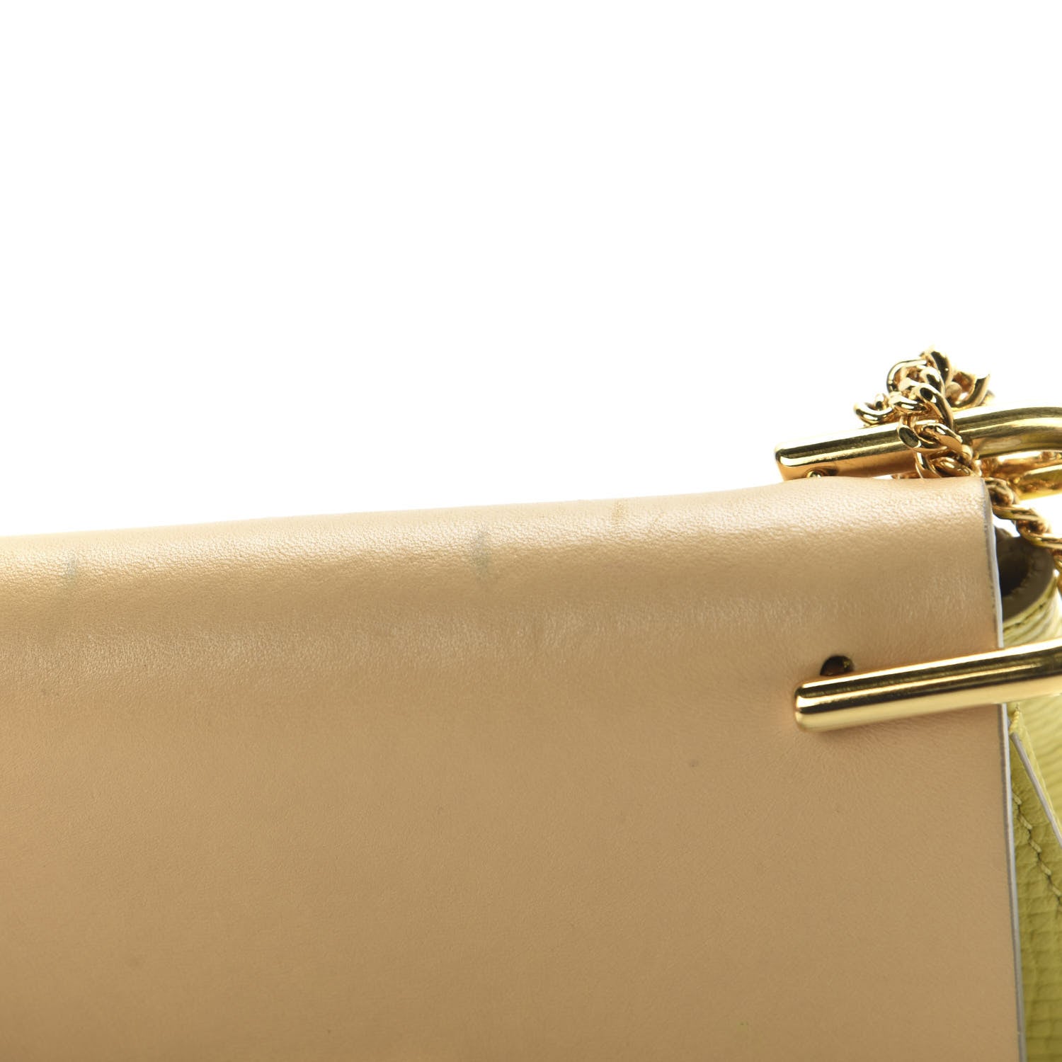 Chloe Grained Calfskin Lambskin Mini Bi-Color Drew Shoulder Bag Yellow Beige 10 of 10
