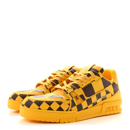 Louis Vuitton Damier Pop Grained Calfskin Mens LV Trainer Sneakers 8 Jaune Mat 4 of 9