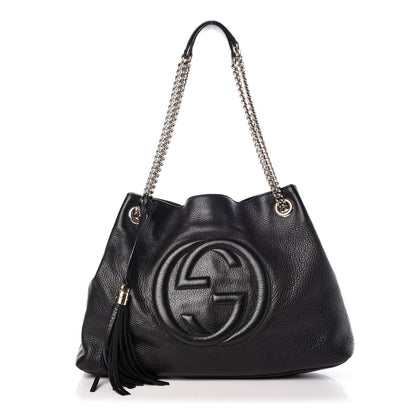 Gucci Pebbled Calfskin Medium Soho Chain Shoulder Bag Black 1 of 7