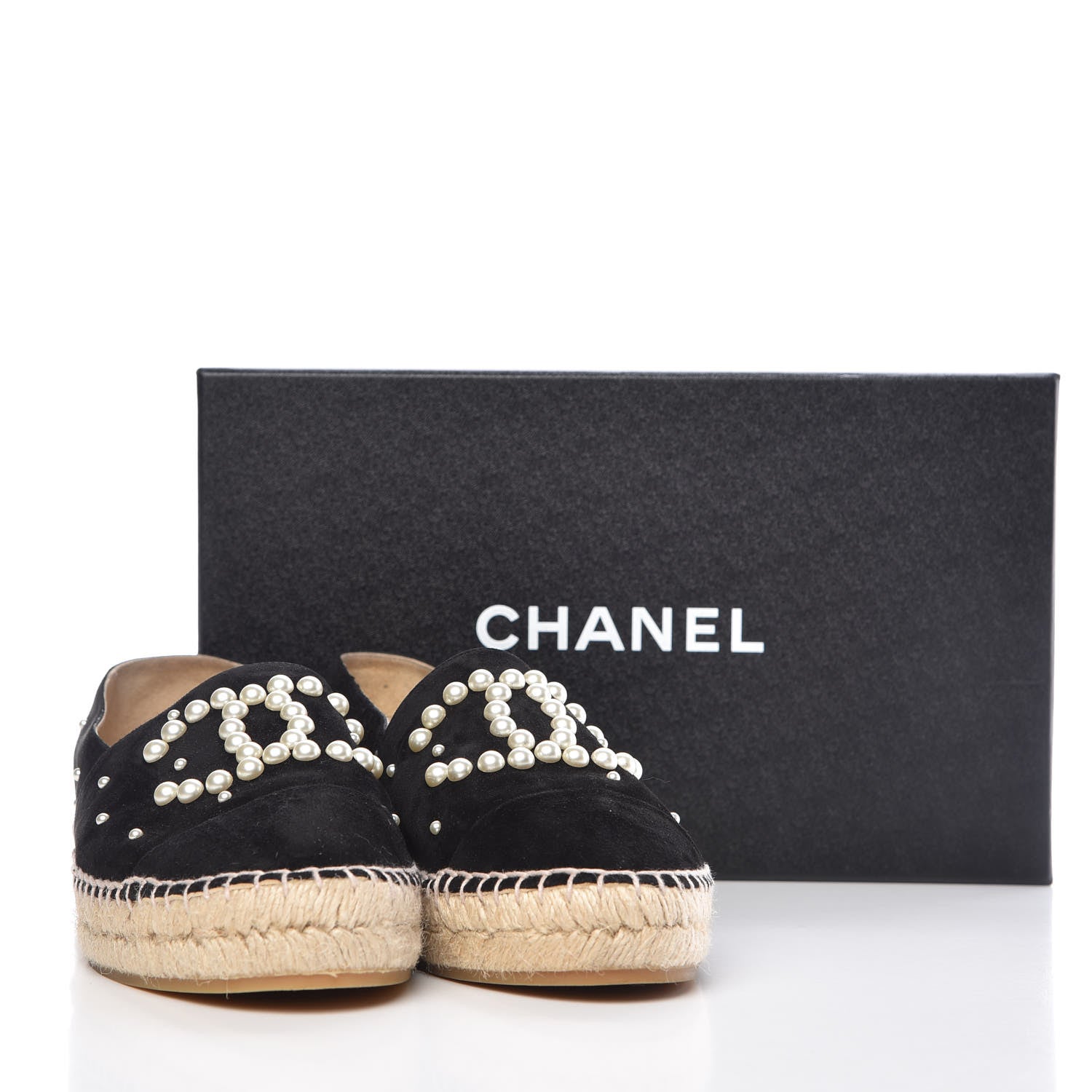 Chanel Suede Pearl CC Espadrilles 39 Black 7 of 7