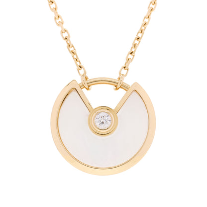 Cartier 18K Yellow Gold Diamond Mother of Pearl XS Amulette de Cartier Pendant Necklace 4 of 7