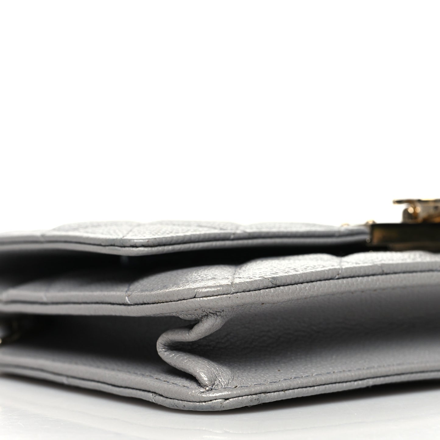 Caviar Quilted Golden Class Wallet On Chain WOC Gray