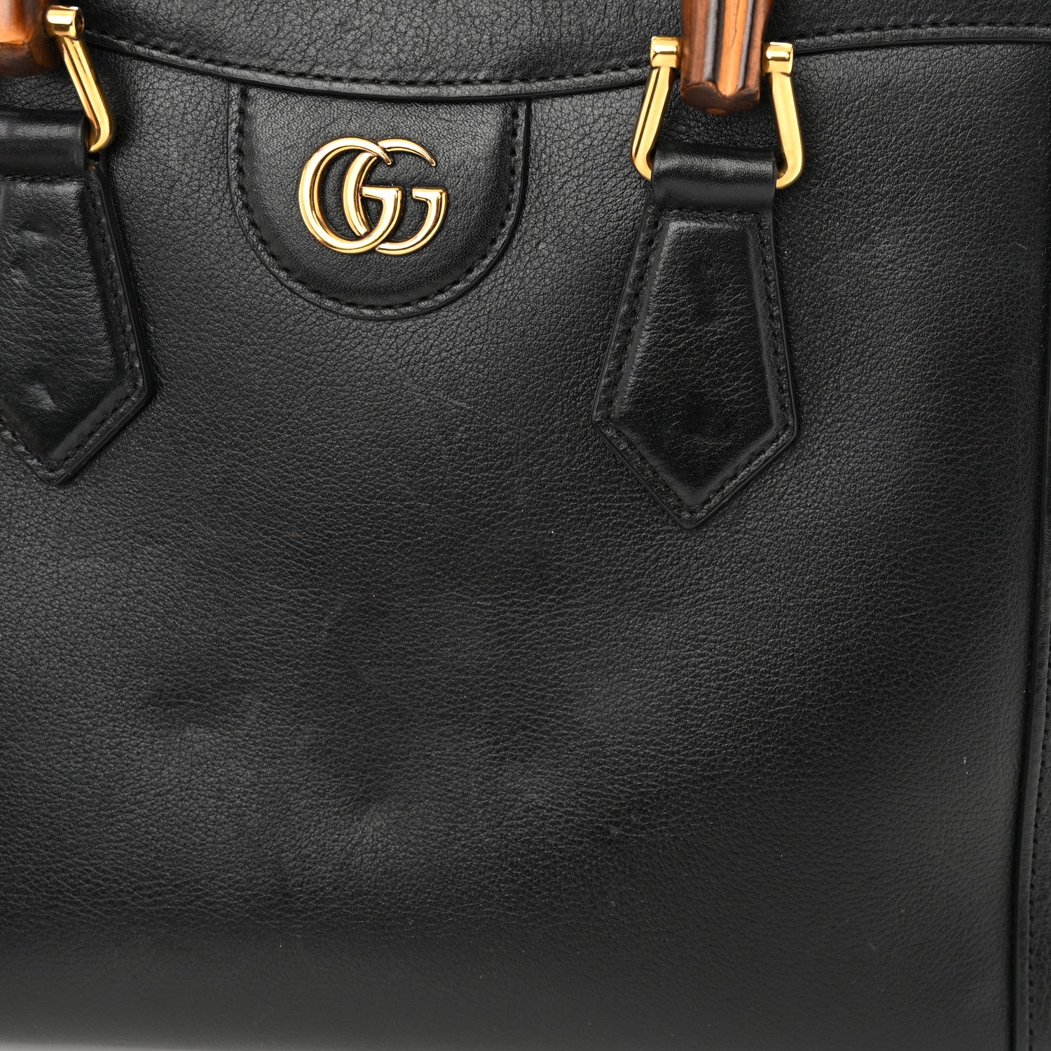 Gucci Calfskin Small Diana Tote Bag Black Yellow Fluo 14 of 16
