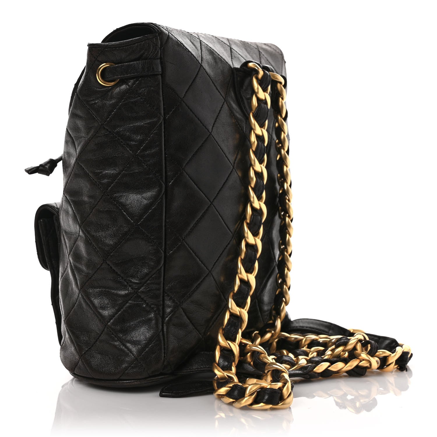 Chanel Lambskin Quilted Drawstring Backpack Black 2 of 13