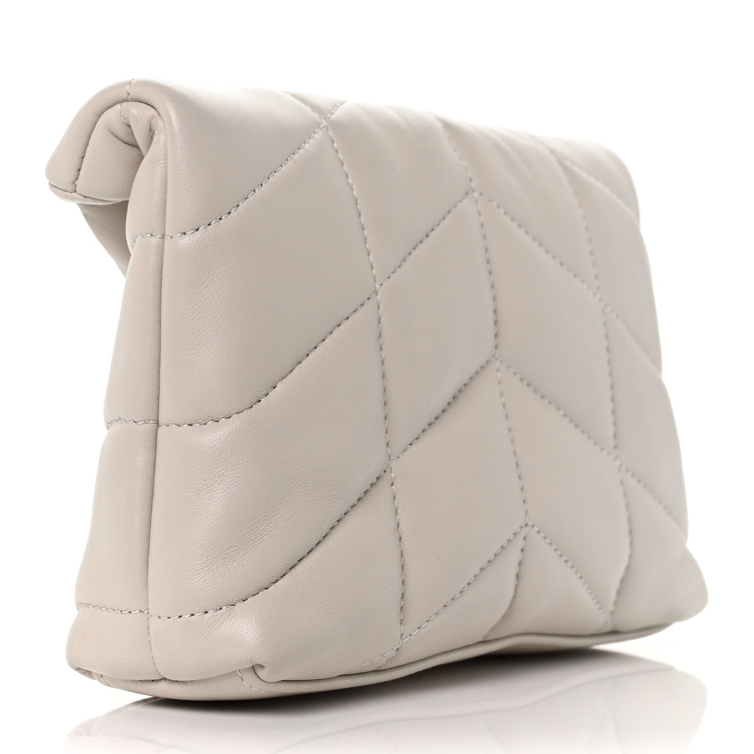 Saint Laurent Lambskin Monogram Loulou Puffer Pouch Clutch Crema Soft 4 of 9