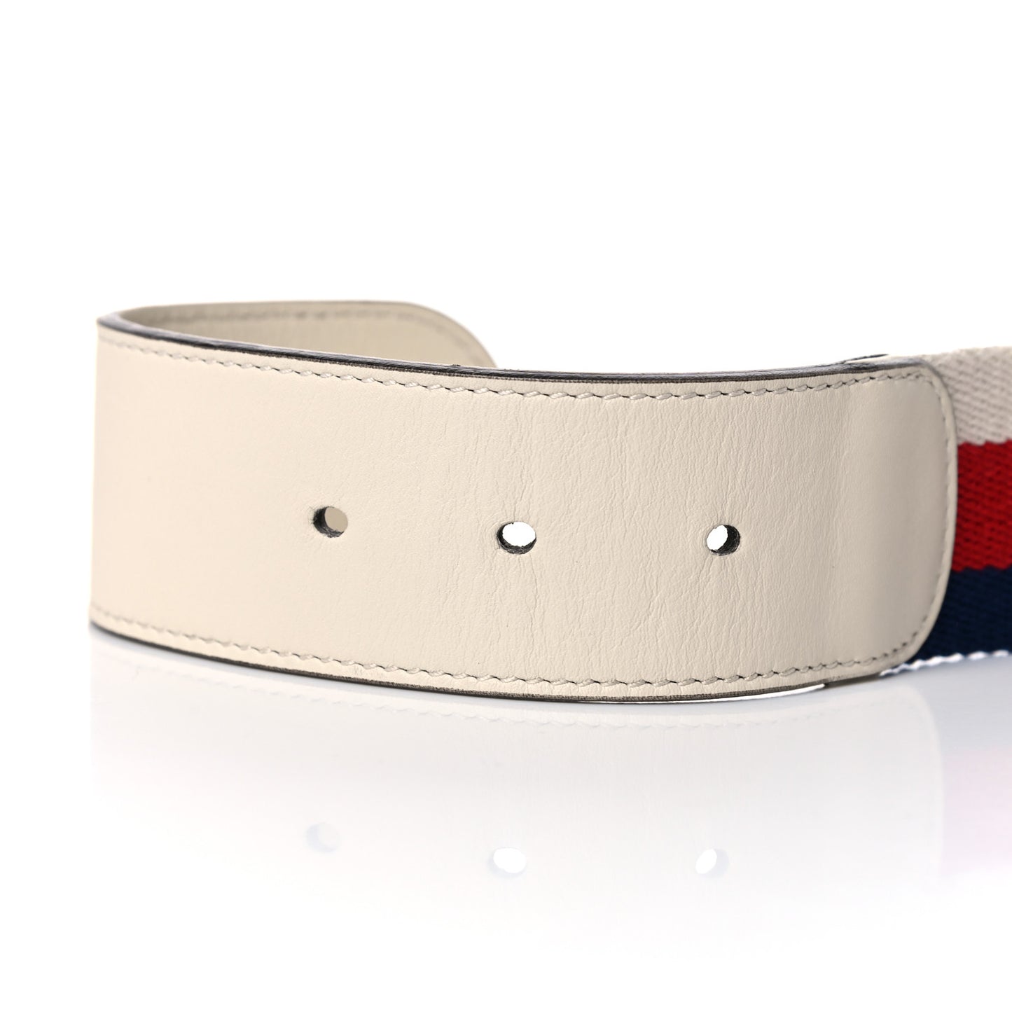 Nylon Calfskin Sylvie Web Double G 40mm Belt 95 38 Mystic White Hibiscus Red Maritime