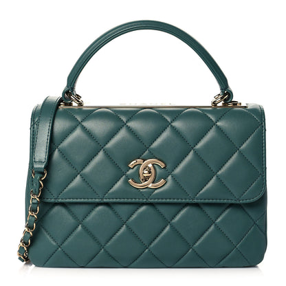 Chanel Lambskin Quilted Small Trendy CC Flap Dual Handle Bag Green 1 of 9