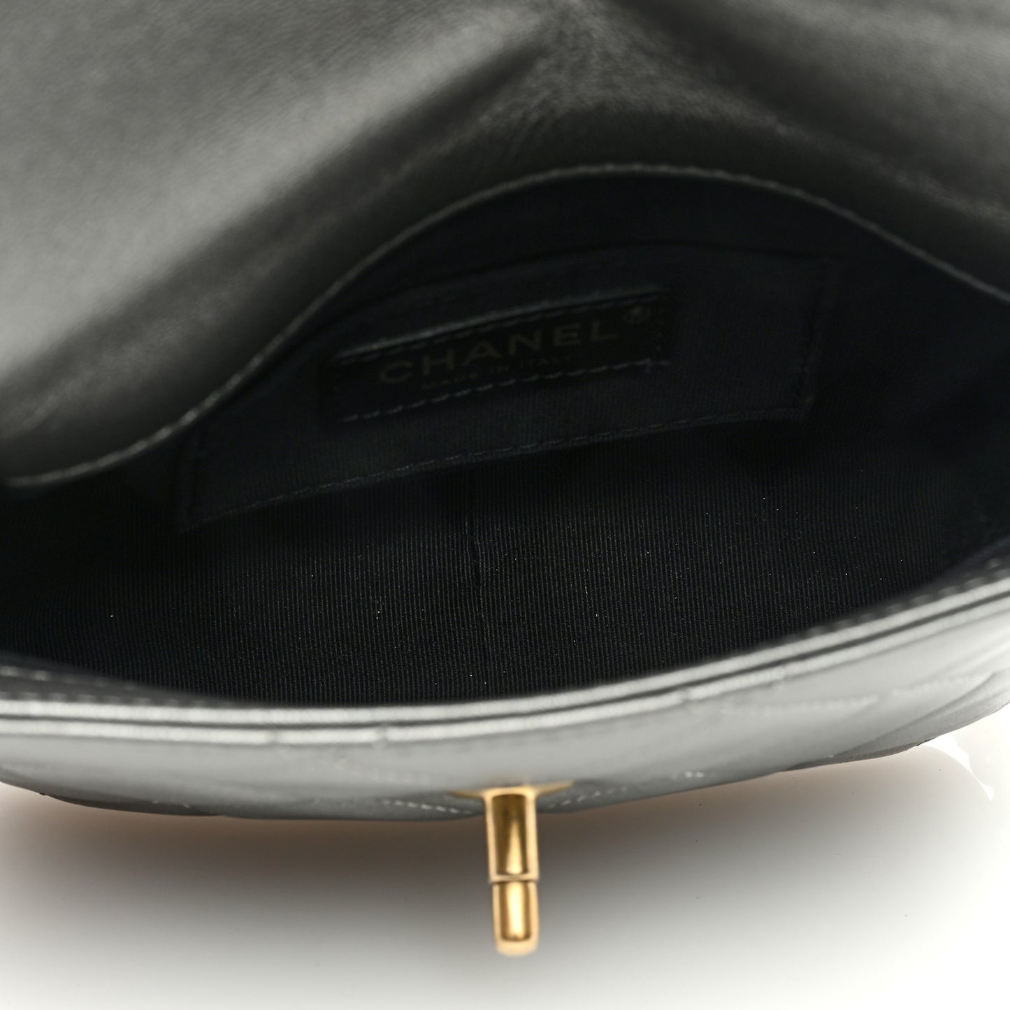 Metallic Lambskin Quilted Small Side Note Flap Grey