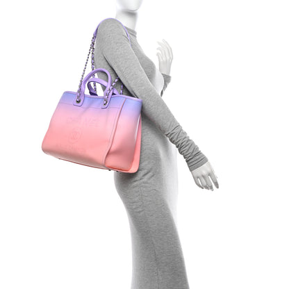Chanel Shaded Calfskin Medium Deauville Tote Light Purple Pink Coral 2 of 12
