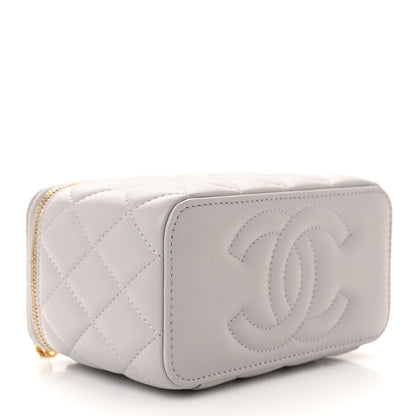 Chanel Lambskin Resin Quilted Vanity Case With Chain Grey 4 of 11