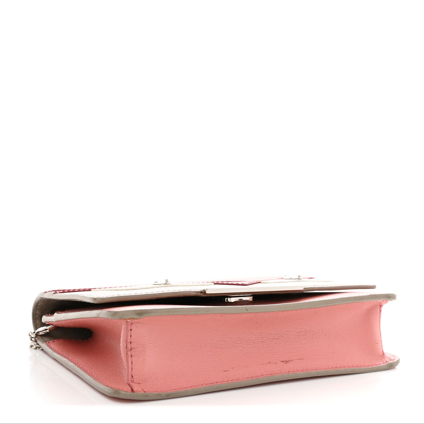 Vitello Elite Crystal Eye Monster Tube Wallet on Chain Grigio Polvere Ribes Multicolor