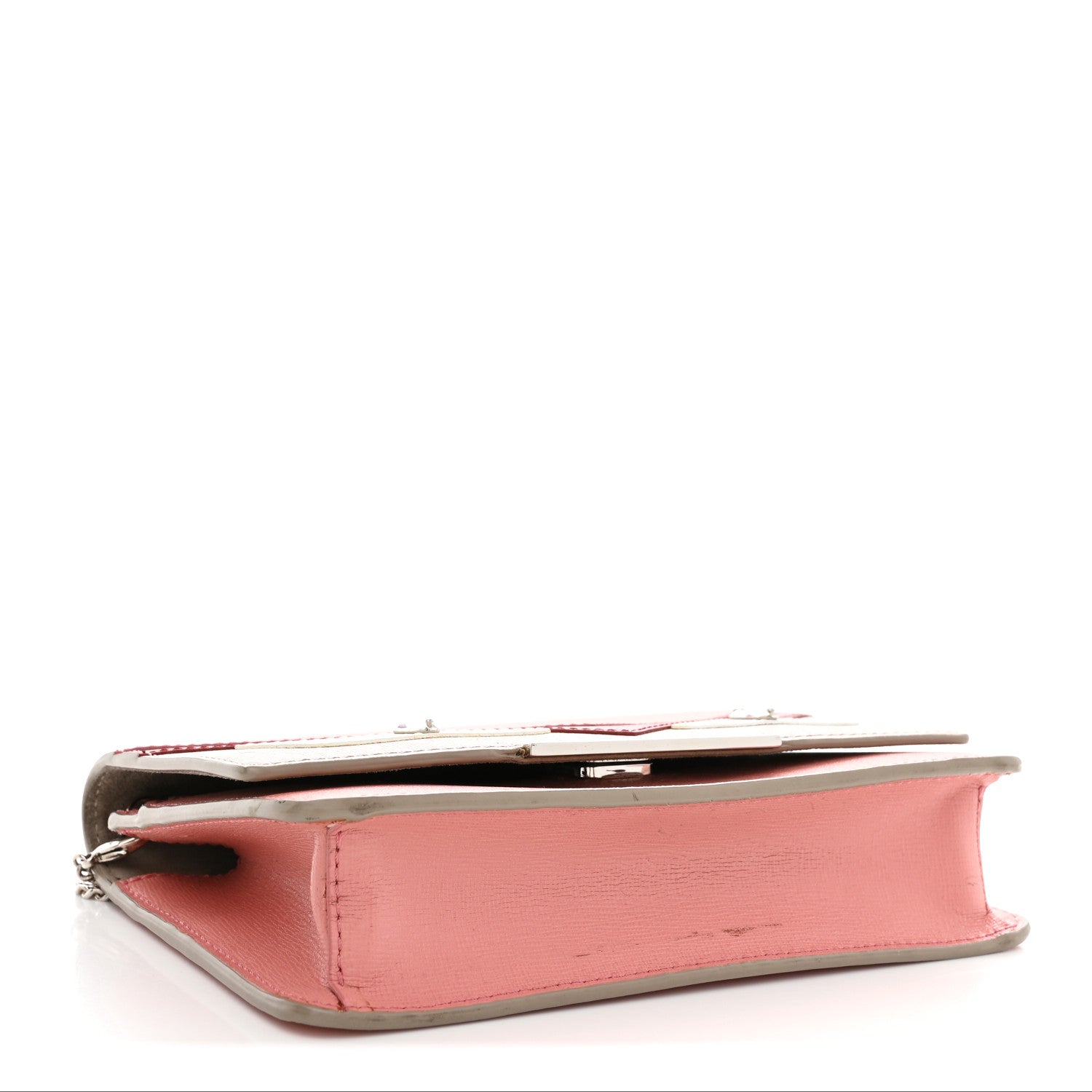 Fendi Vitello Elite Crystal Eye Monster Tube Wallet on Chain Grigio Polvere Ribes Multicolor 4 of 14
