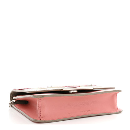 Fendi Vitello Elite Crystal Eye Monster Tube Wallet on Chain Grigio Polvere Ribes Multicolor 4 of 14