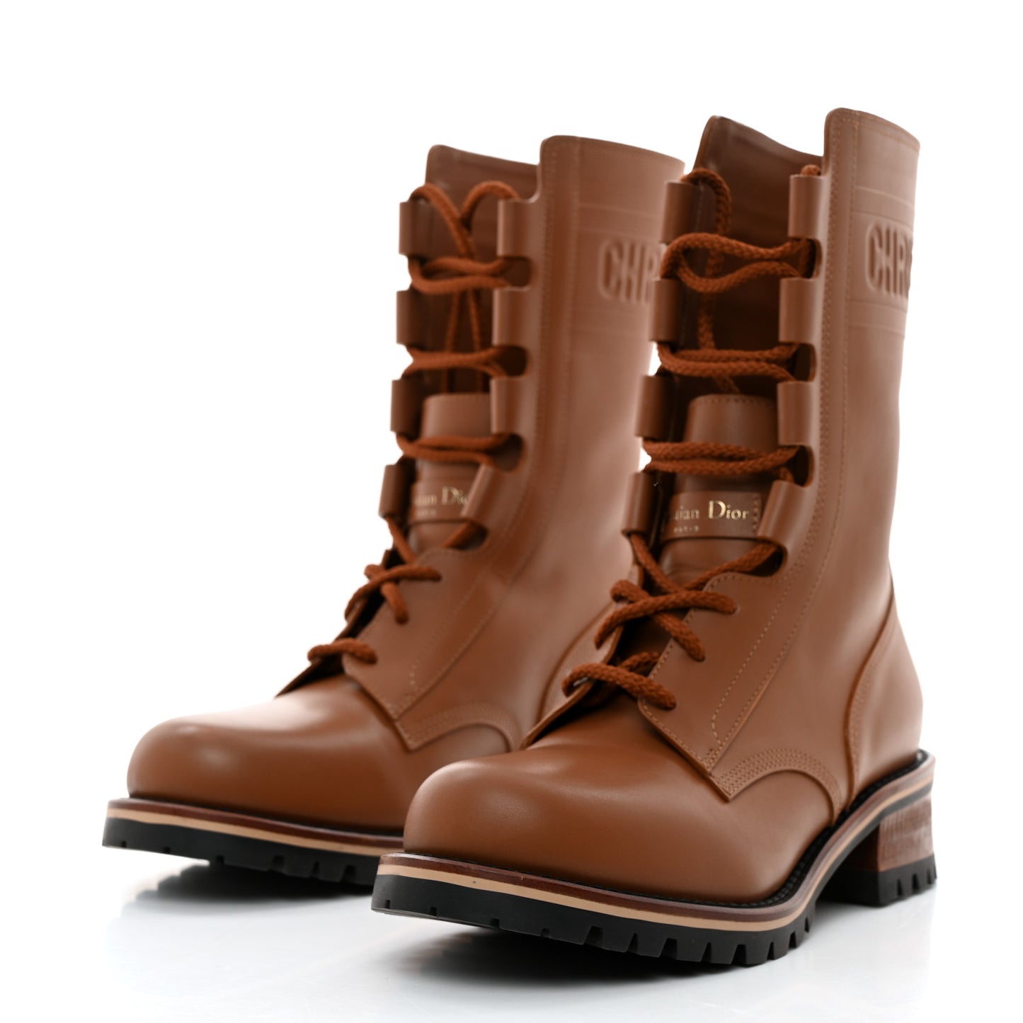 Calfskin Dior Quest 35mm Hiking Boots 37.5 Golden Saddle