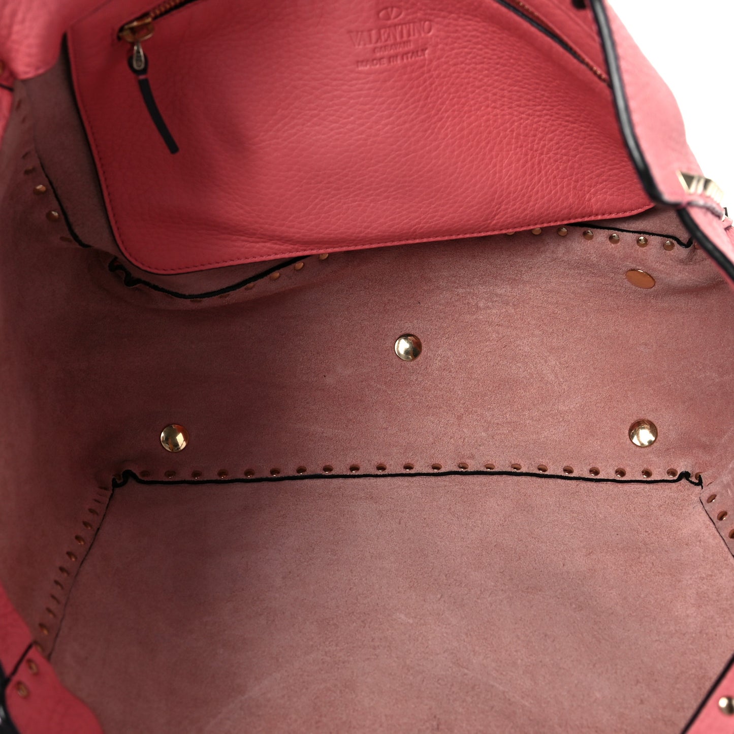 Pebbled Calfskin Medium Rockstud Tote Paradise Rose