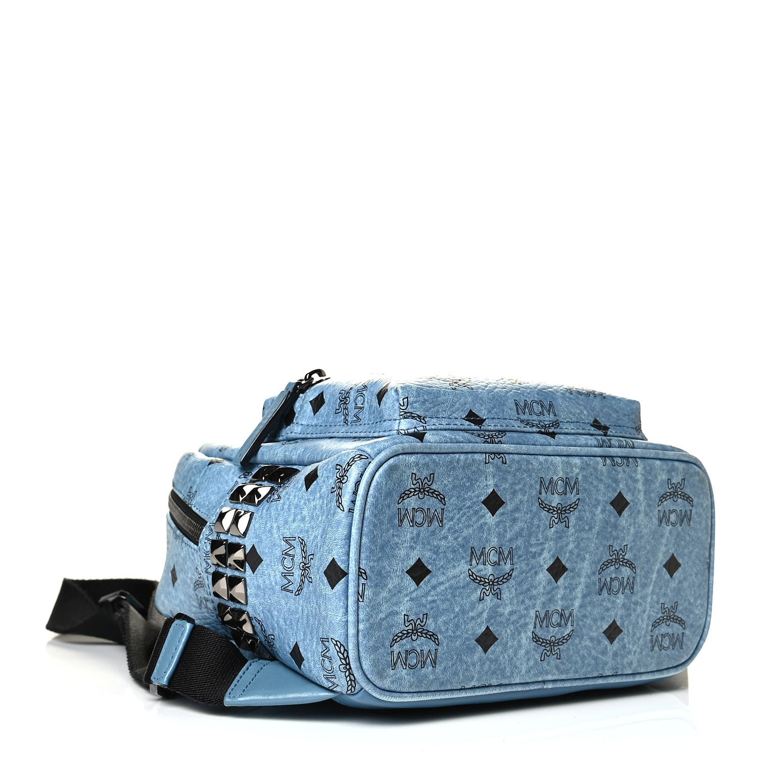 MCM Visetos Side Stud X-Mini Stark Bebe Boo Backpack Blue 3 of 7