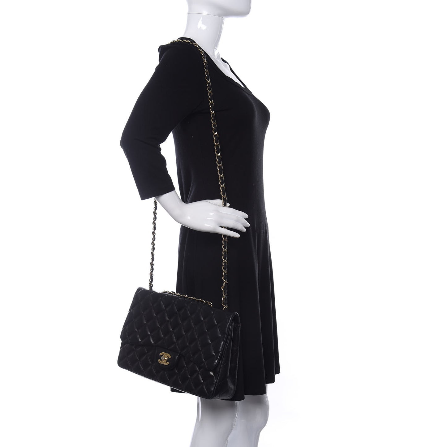 Lambskin Quilted Jumbo Single Flap Black