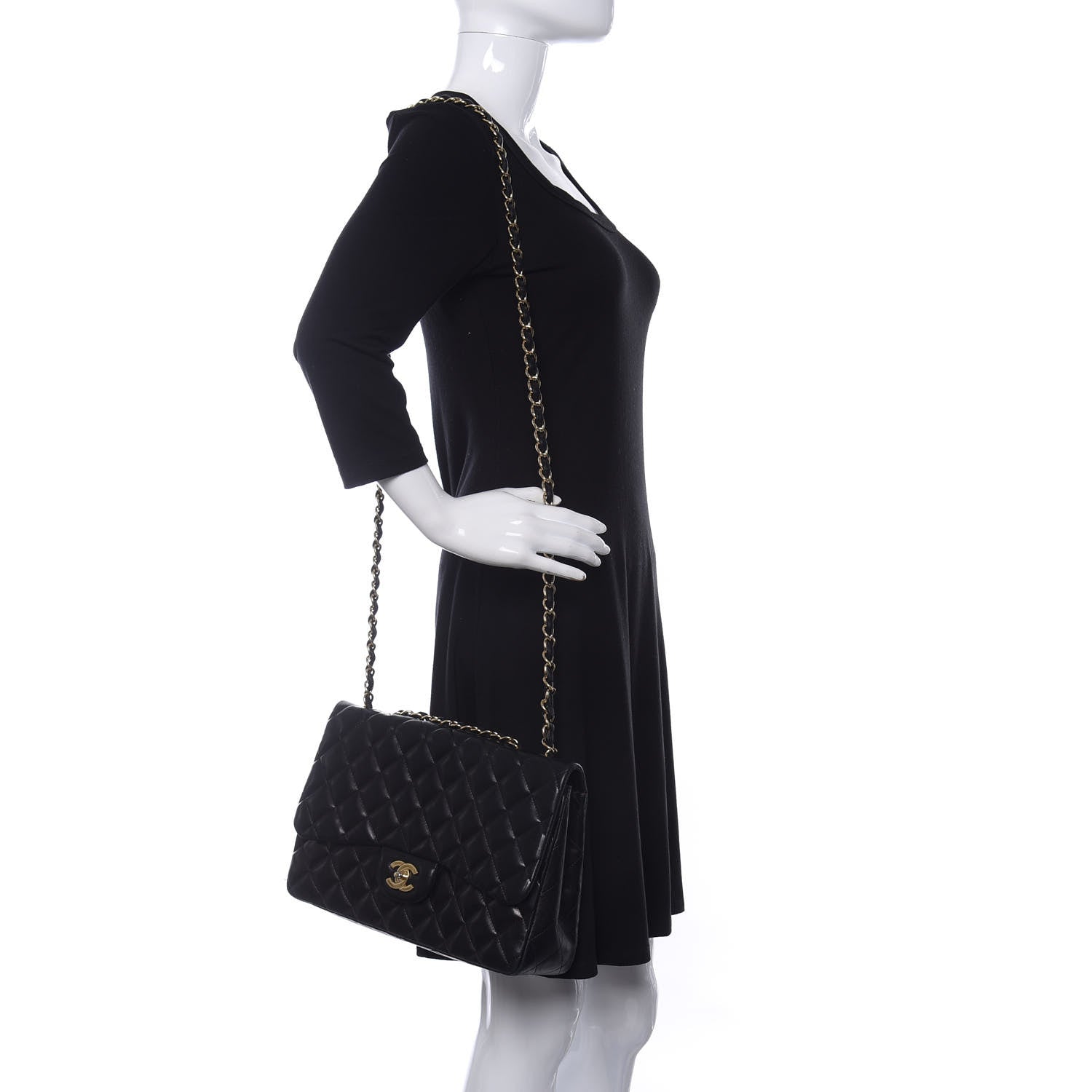 Chanel Lambskin Quilted Jumbo Single Flap Black 2 of 12