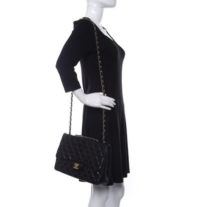Chanel Lambskin Quilted Jumbo Single Flap Black 2 of 12