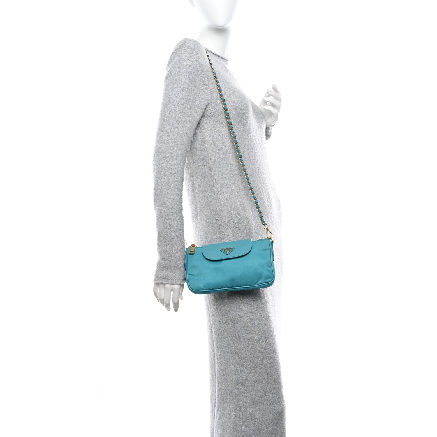 Prada Tessuto Nylon Saffiano Crossbody Bag Turchese 2 of 12