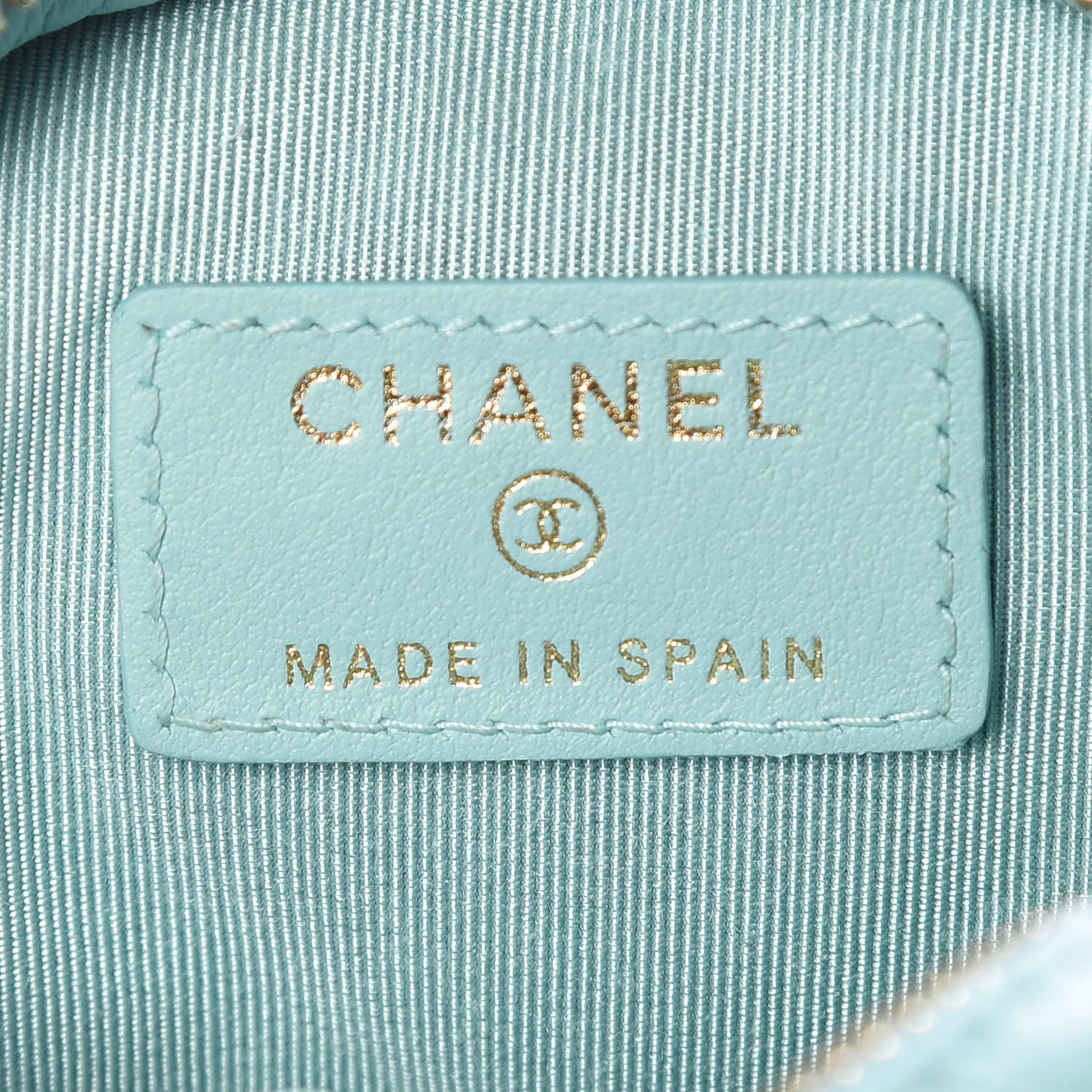 Chanel Caviar Quilted Zip Around Classic Coin Purse Light Blue 6 of 8