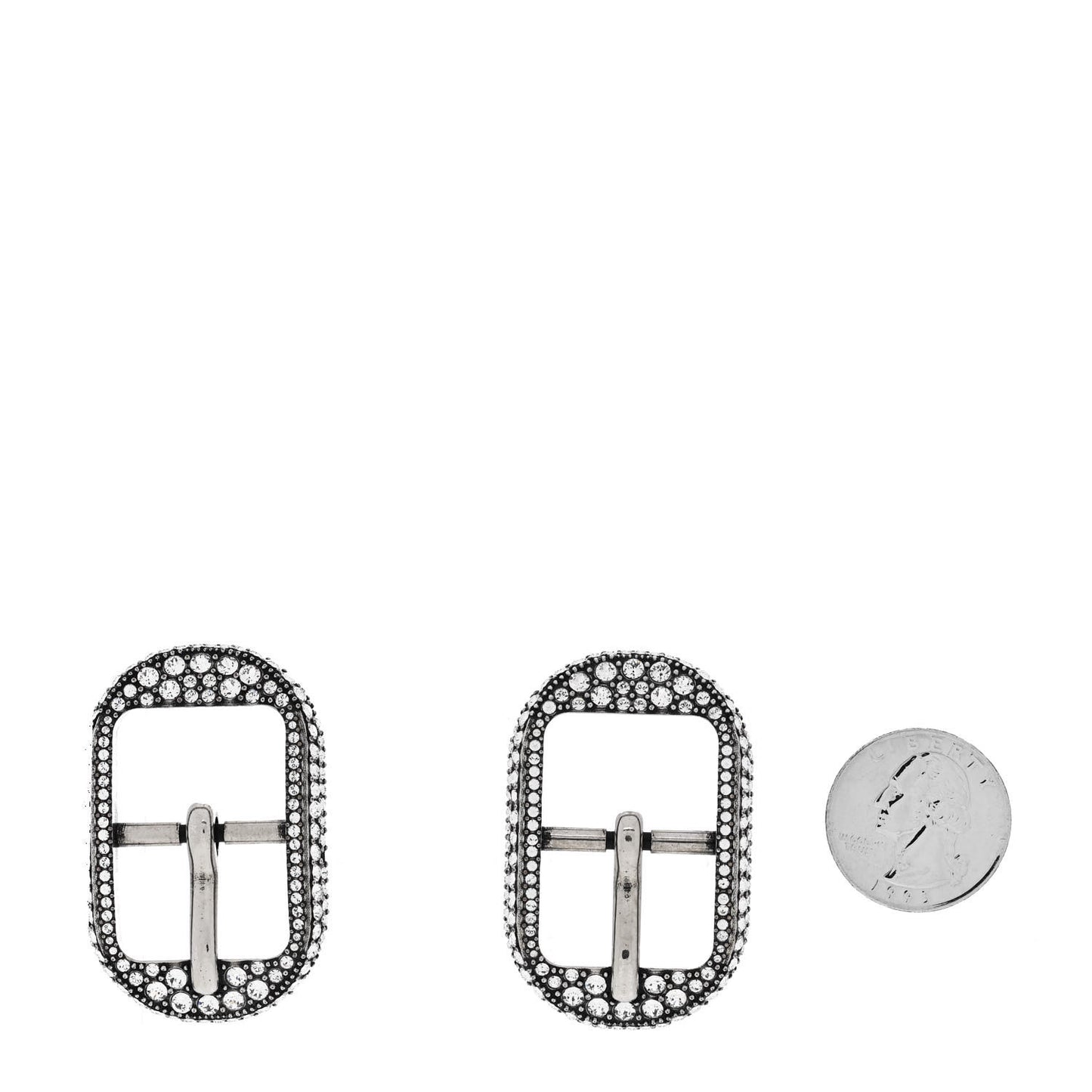 Crystal Cagole Buckle Earrings Antique Silver