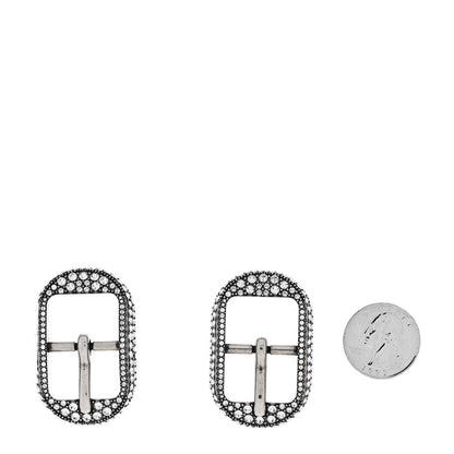 Balenciaga Crystal Cagole Buckle Earrings Antique Silver 2 of 5
