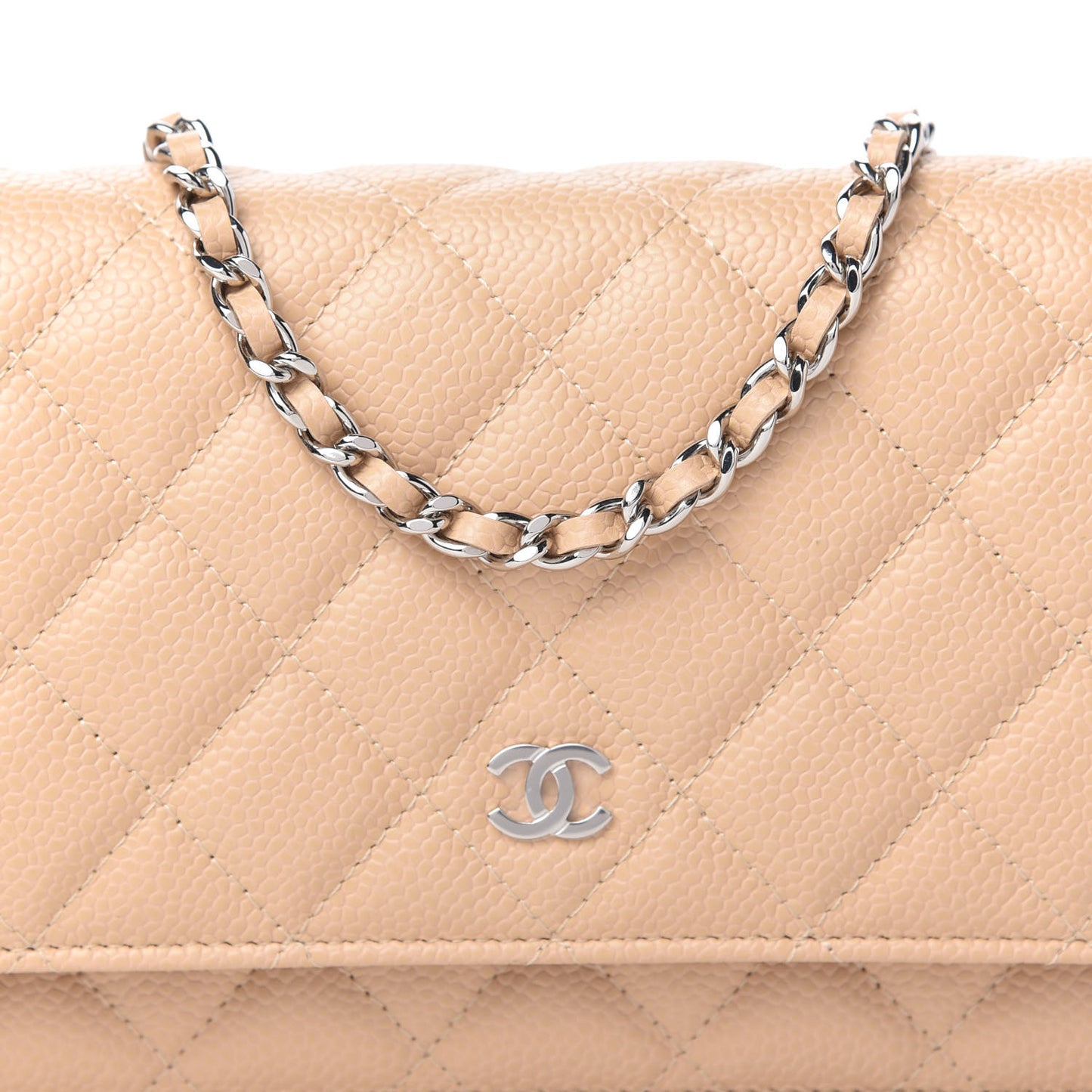 Caviar Quilted Wallet On Chain WOC Beige Clair