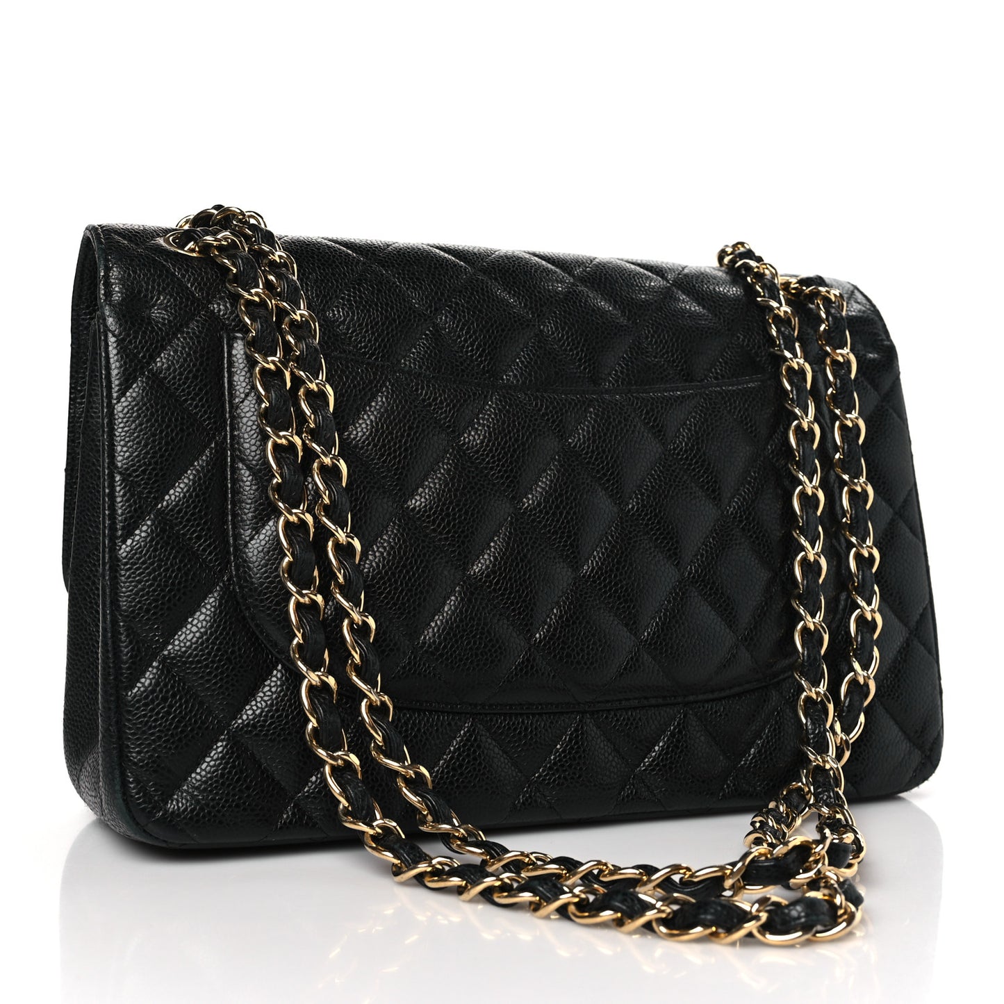 Caviar Quilted Jumbo Double Flap Black