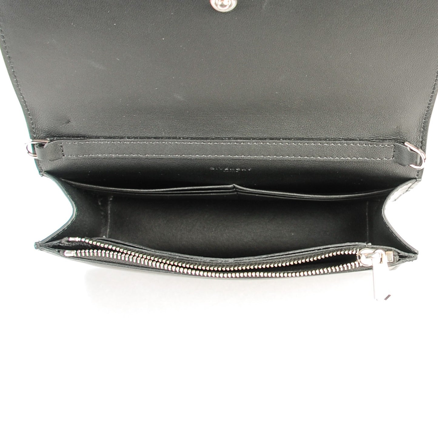 Calfskin Star Pandora Chain Wallet Black