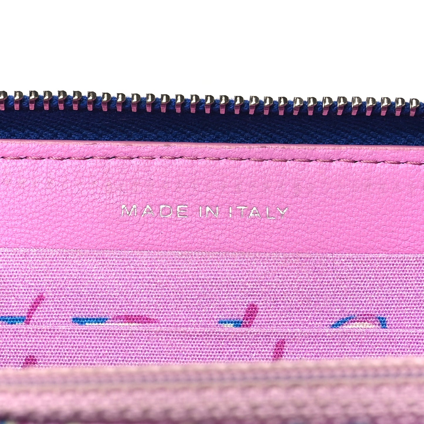 Lambskin Quilted Medium Zip Around Wallet Blue