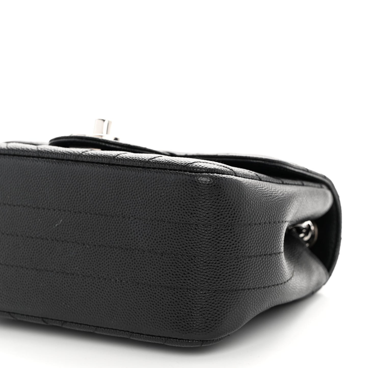 Caviar Chevron Quilted Mini Square Flap Black