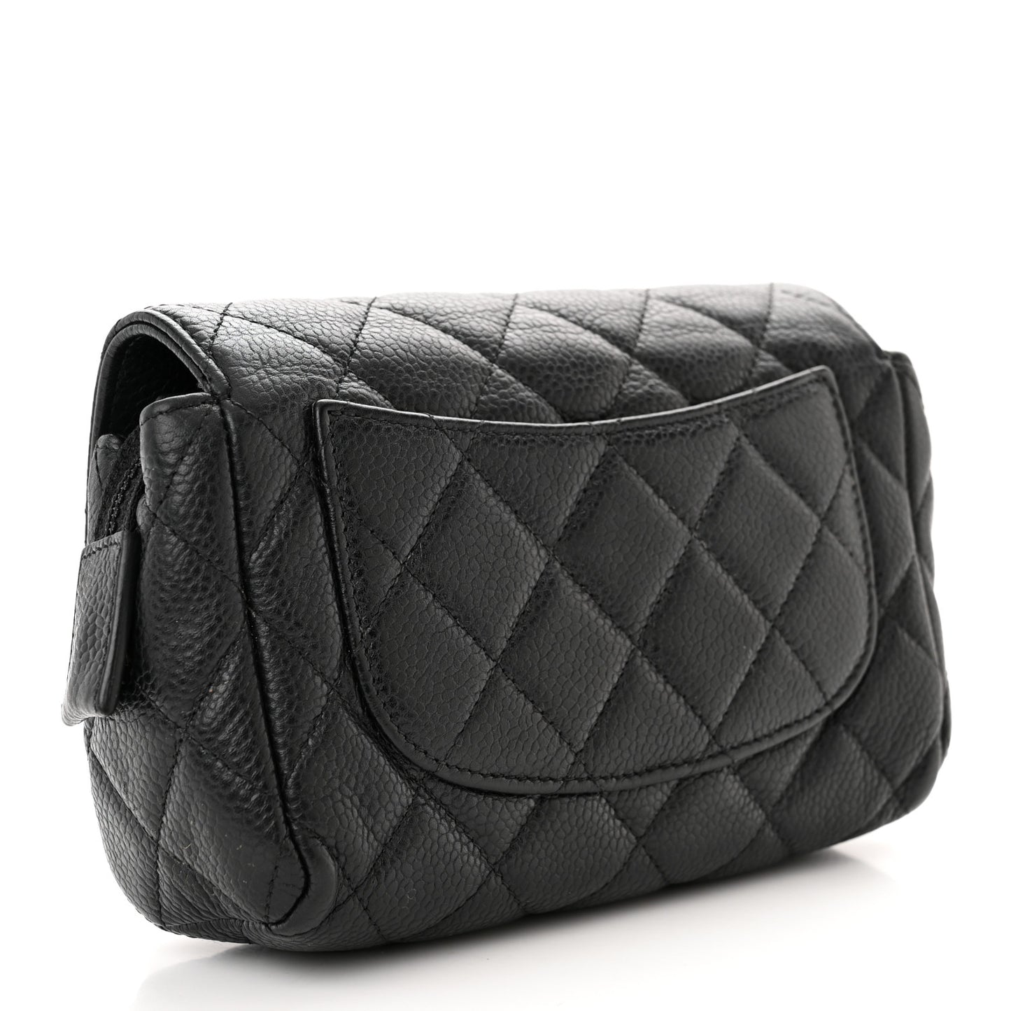 Caviar Quilted Flap Cosmetic Case Black
