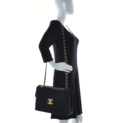 Chanel Canvas Quilted XL Jumbo Single Flap Black 3 of 9