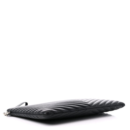 Saint Laurent Calfskin Matelasse Chevron Monogram Document Holder Black 4 of 9