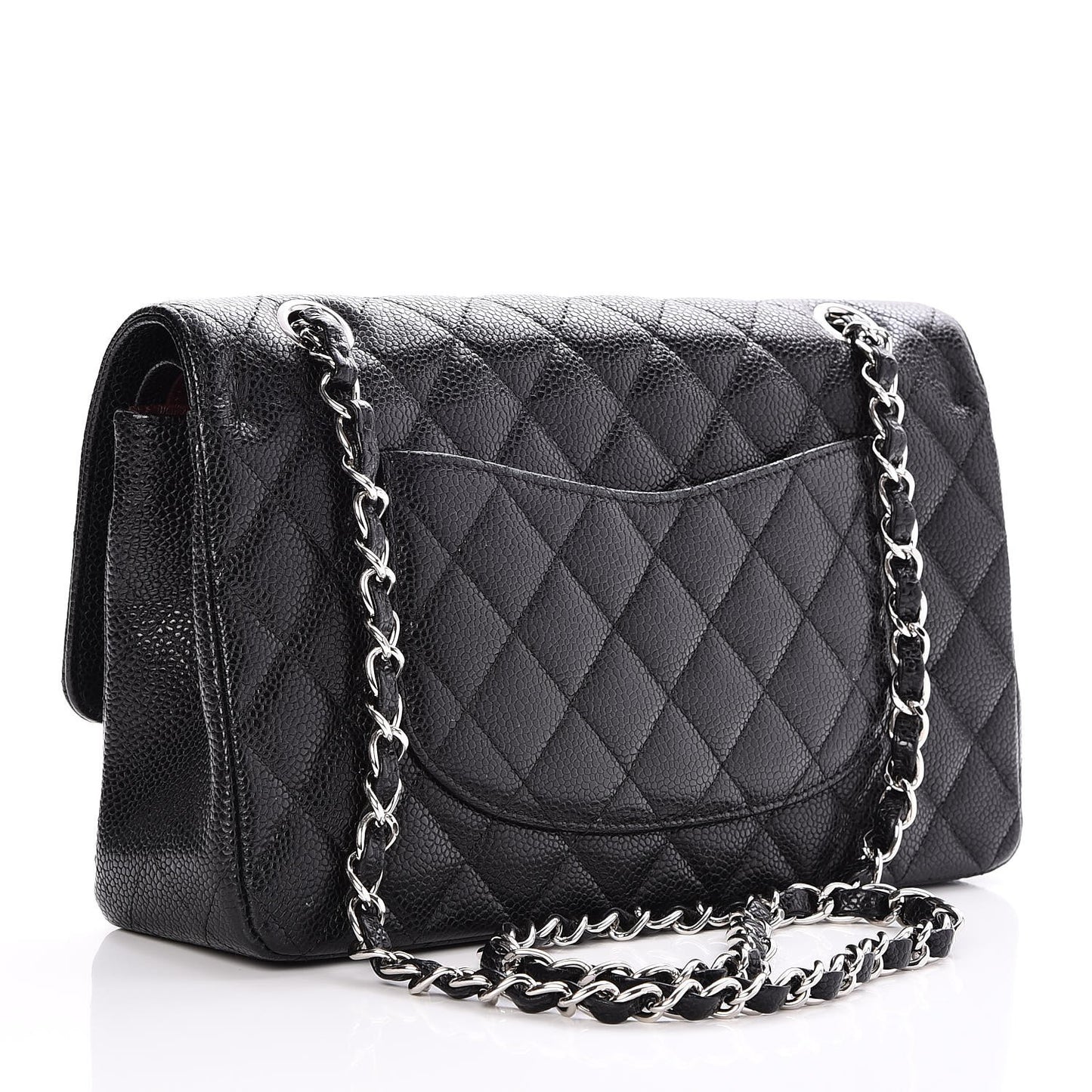 Caviar Quilted Medium Double Flap Black