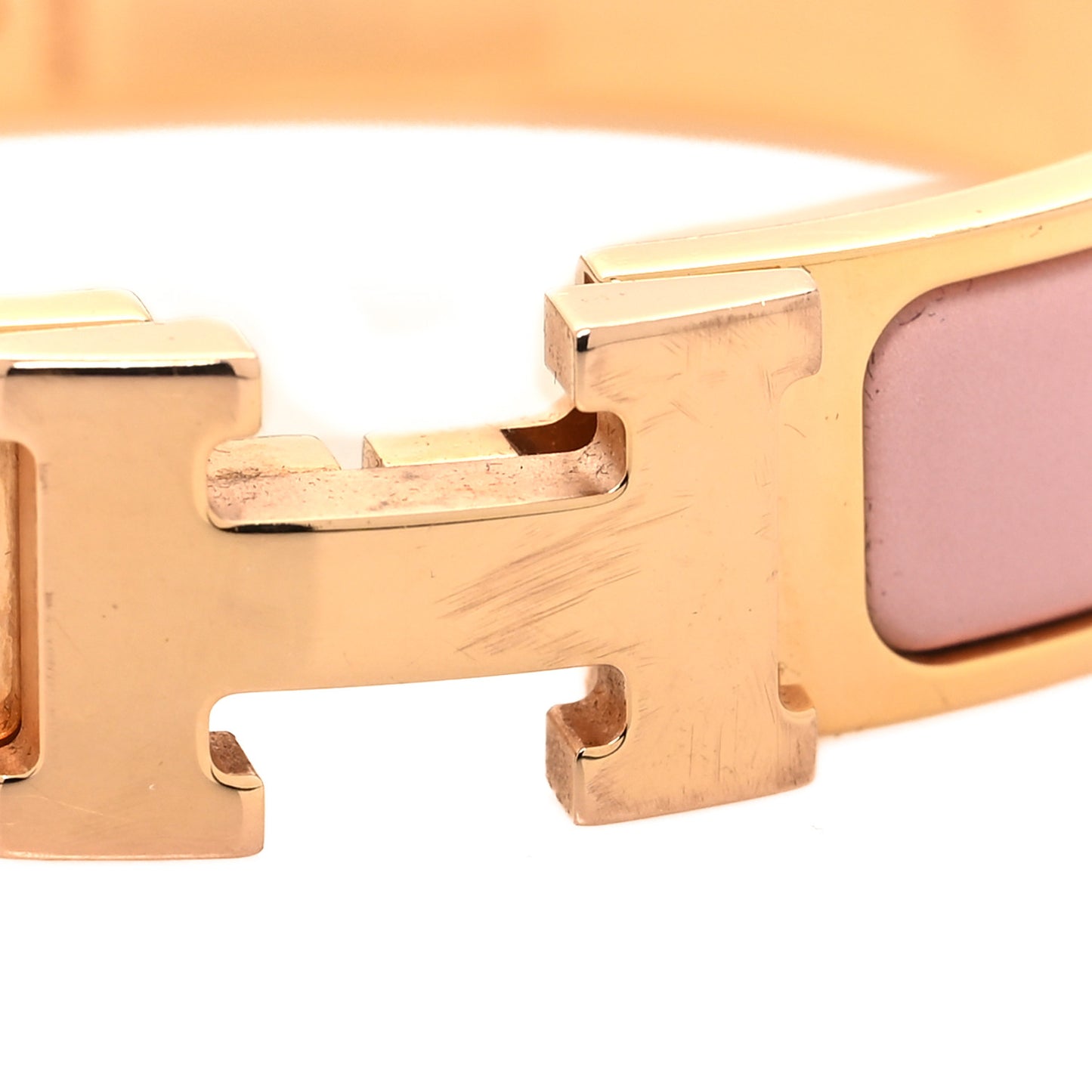 Enamel Narrow Clic Clac H Bracelet PM Rose Nacarat