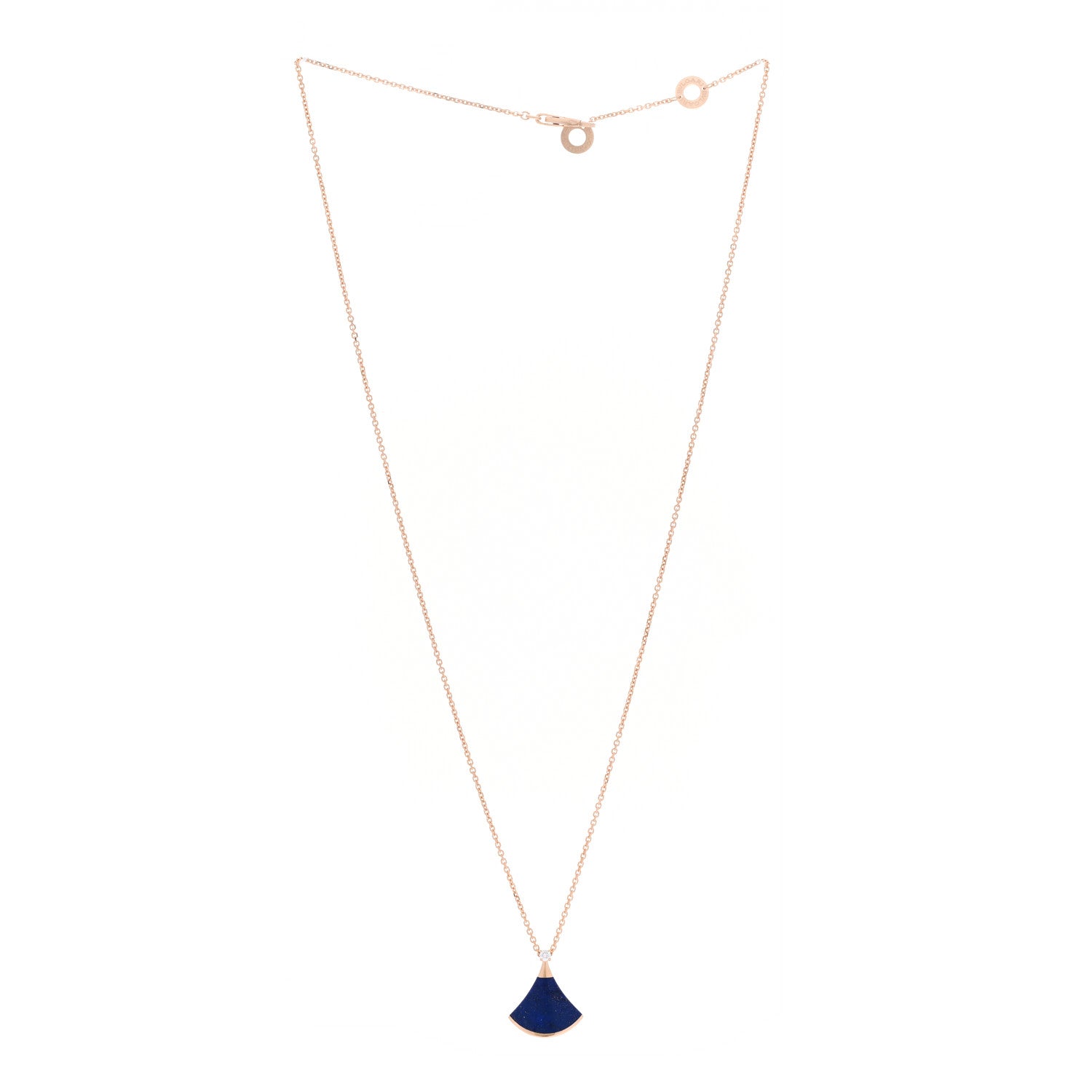 Bulgari 18K Rose Gold Diamond Lapis Lazuli Divas' Dream Pendant Necklace 7 of 13