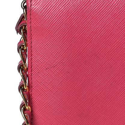 Prada Saffiano Metal Oro Chain Wallet Ibisco 8 of 16