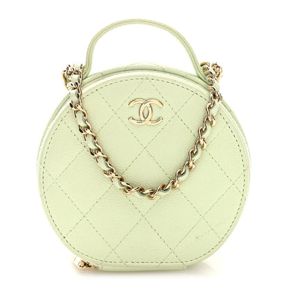 Chanel Caviar Quilted Round Handle With Care Vanity With Chain Light Green 1 of 11